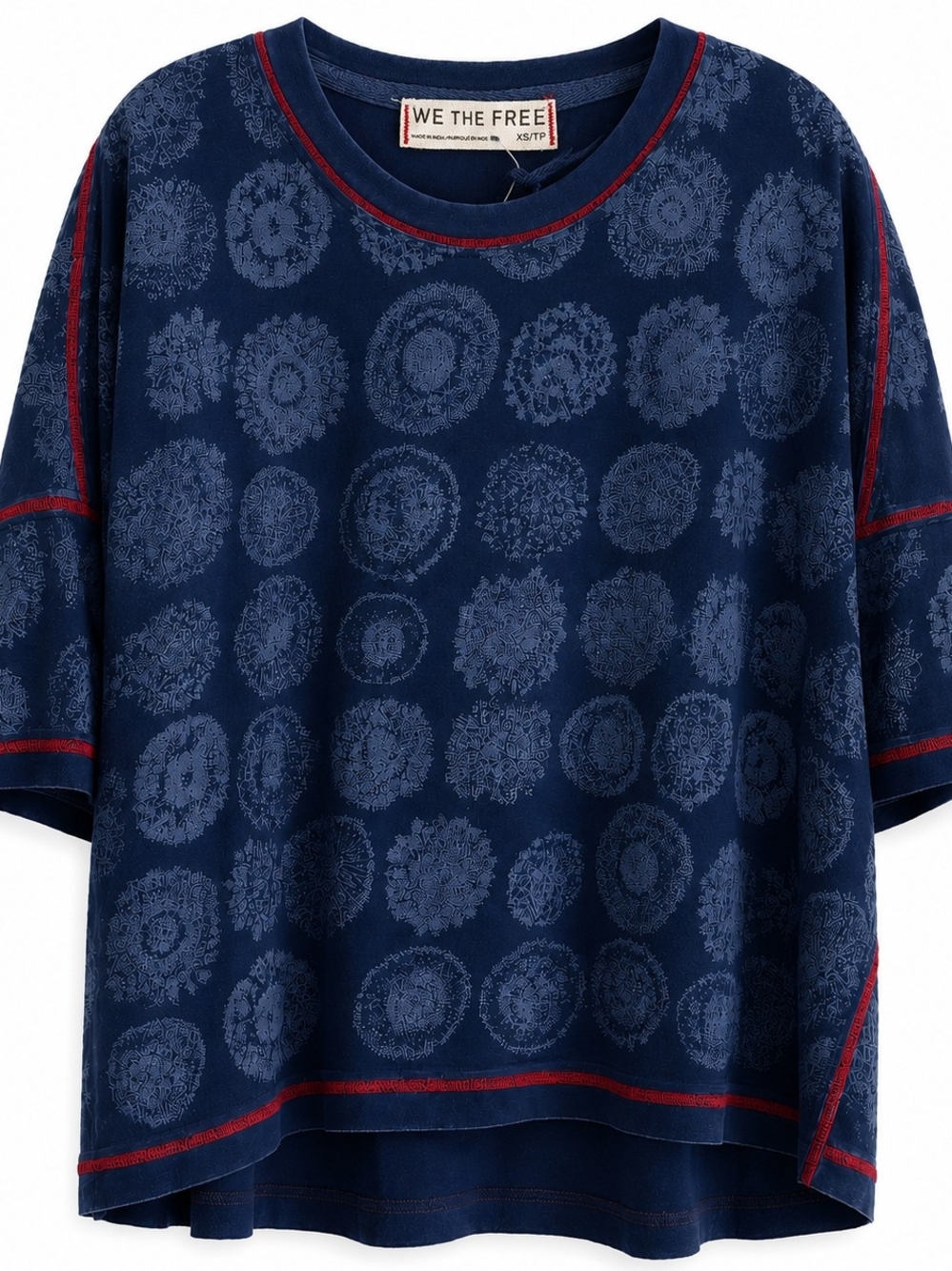 NWT Free People We The Free One-of-a-Kind Burnout Tee XS Indigo Cotton FP Boho - Picture 2 of 14